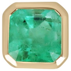 5.03ct 18K Vivid Asscher Cut Colombian Emerald Bezel Versatile Solitaire Pendentif