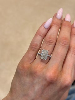 5.03ct GIA Certified Radiant Cut Diamond Pave Solitaire Engagement Ring