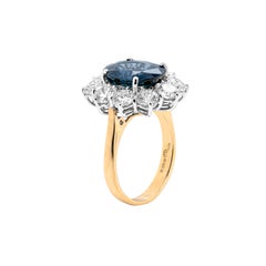 5.03ct Oval Sapphire and Diamond 18 Carat Gold Cluster Engagement Ring