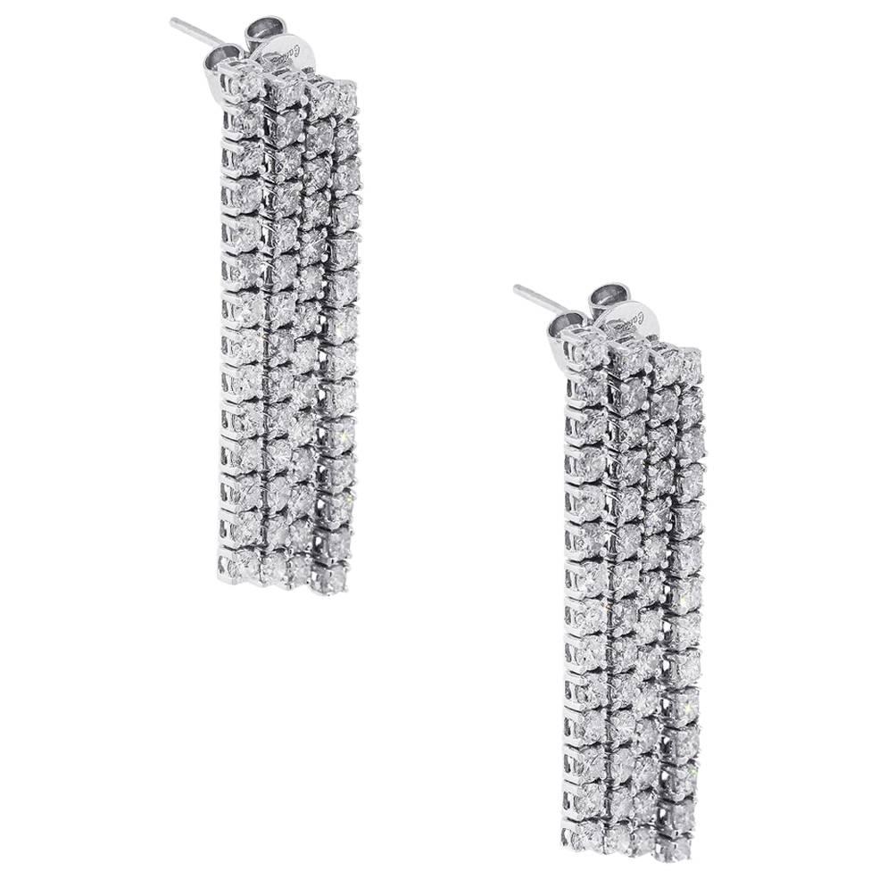 5.04 Carat Diamond Multi Strand Hanging Earrings For Sale