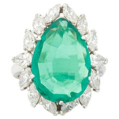 5.04 Carat Pear-cut Statement SI 14K White Gold Refined Grandeur Emerald ring