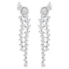 5.04 Carat Natural Pear Diamond Double Strand Drop Earrings 14K White Gold