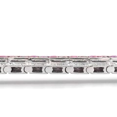 Natural Rubies 5.04 Carats in 14K White Gold Bracelet with Diamonds