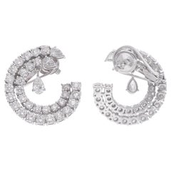 Boucles d'oreilles poire et diamant rond de 5 carats en or blanc 18 carats Bijoux artisanaux