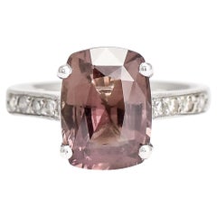 5.04 Carat Pink-Green Color Change Sapphire Solitaire Ring