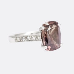 5.04 Carat Pink-Green Color Change Sapphire Solitaire Ring