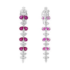 5.04 Carat Ruby Gemstone 3.11 Carat SI/H Diamond Earrings 18 Karat White Gold