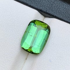 5.04 Carat Vibrant Green Natural Tourmaline Cushion Cut Loose Gemstone for Ring