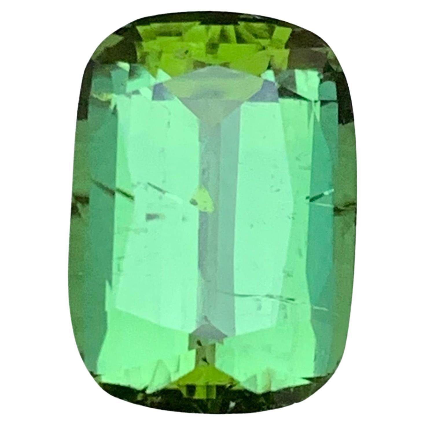 Gema suelta de turmalina natural verde vibrante de 5.04 quilates, talla cojín, para anillo