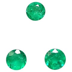 5.04 carats colombian emerald round cutstone pair set for fine jewelry natural 