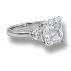 5.04 Ct Radiant GIA I SI2 Three Stone Platinum Diamond Engagement Ring