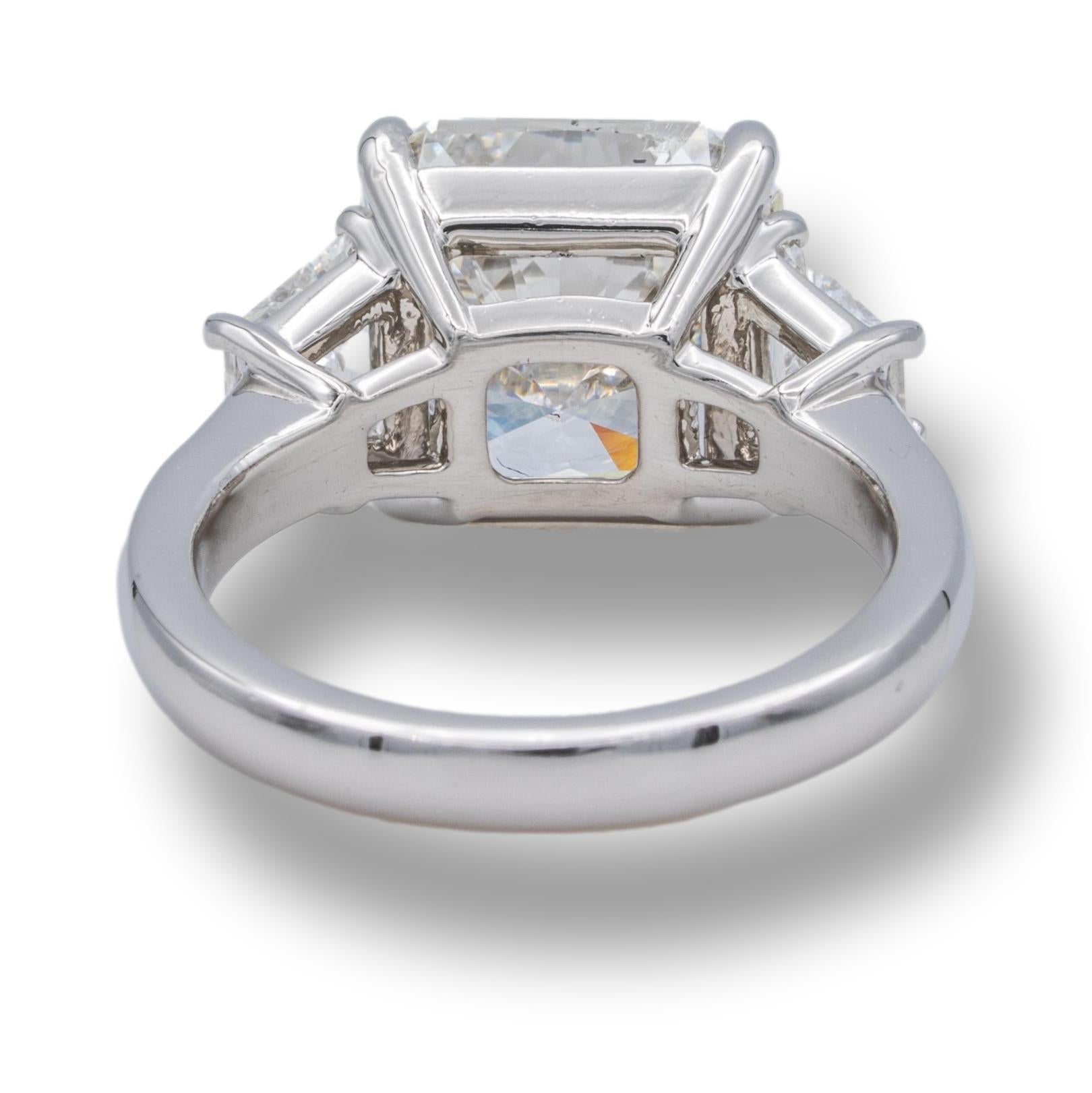 Radiant Cut 5.04 Ct Radiant GIA I SI2 Three Stone Platinum Diamond Engagement Ring