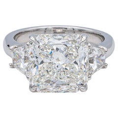 5.04 Ct Radiant GIA I SI2 Three Stone Platinum Diamond Engagement Ring