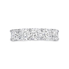 GIA Certified 5.04 Ctw. Cushion Cut Diamond Half Eternity Ring in Platinum