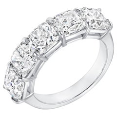 GIA Certified 5.04 Ctw. Cushion Cut Diamond Half Eternity Ring in Platinum