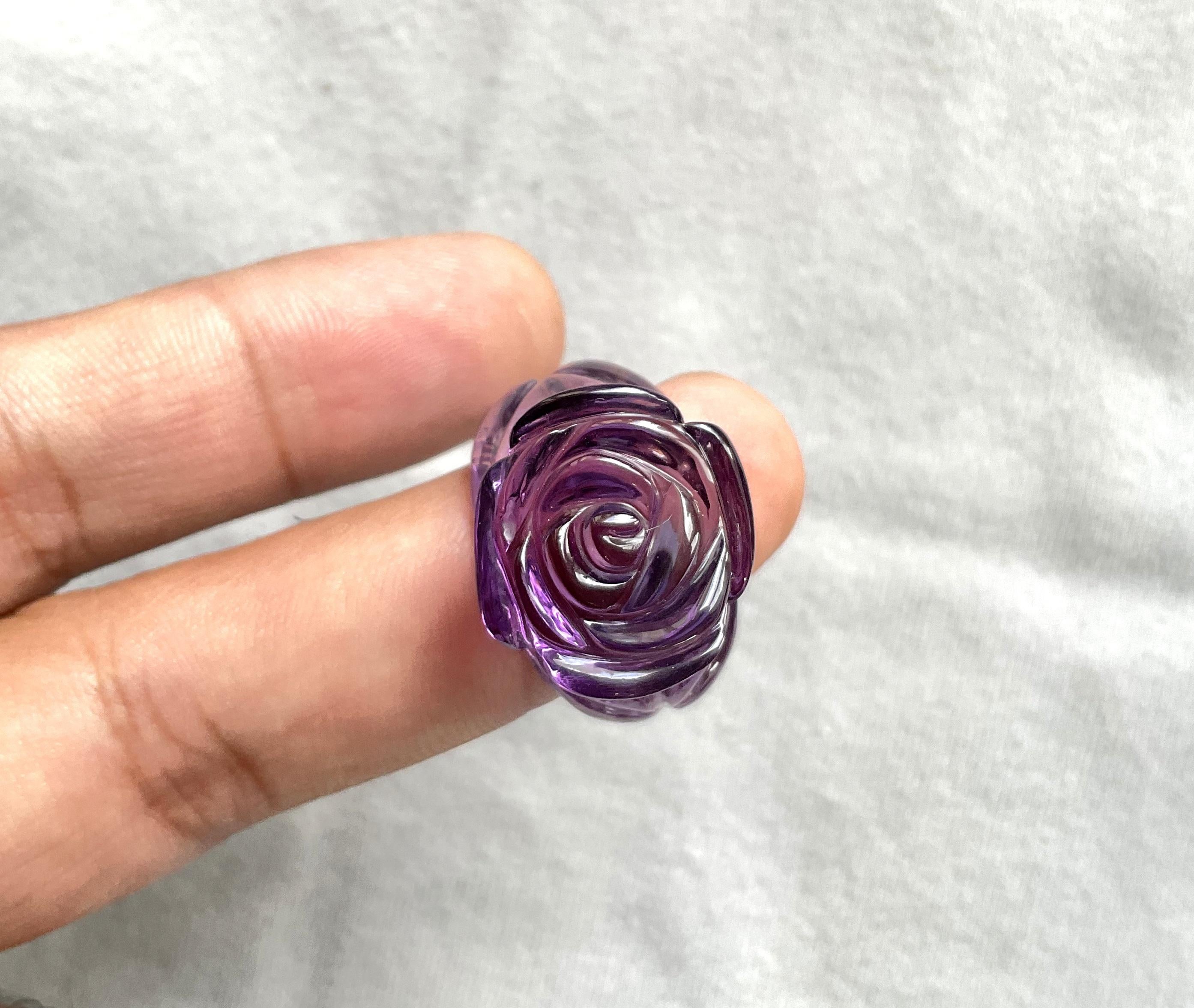 50.40 carats Amethyst Flower Carved Top Quality Ring Natural Gemstone For Sale 1