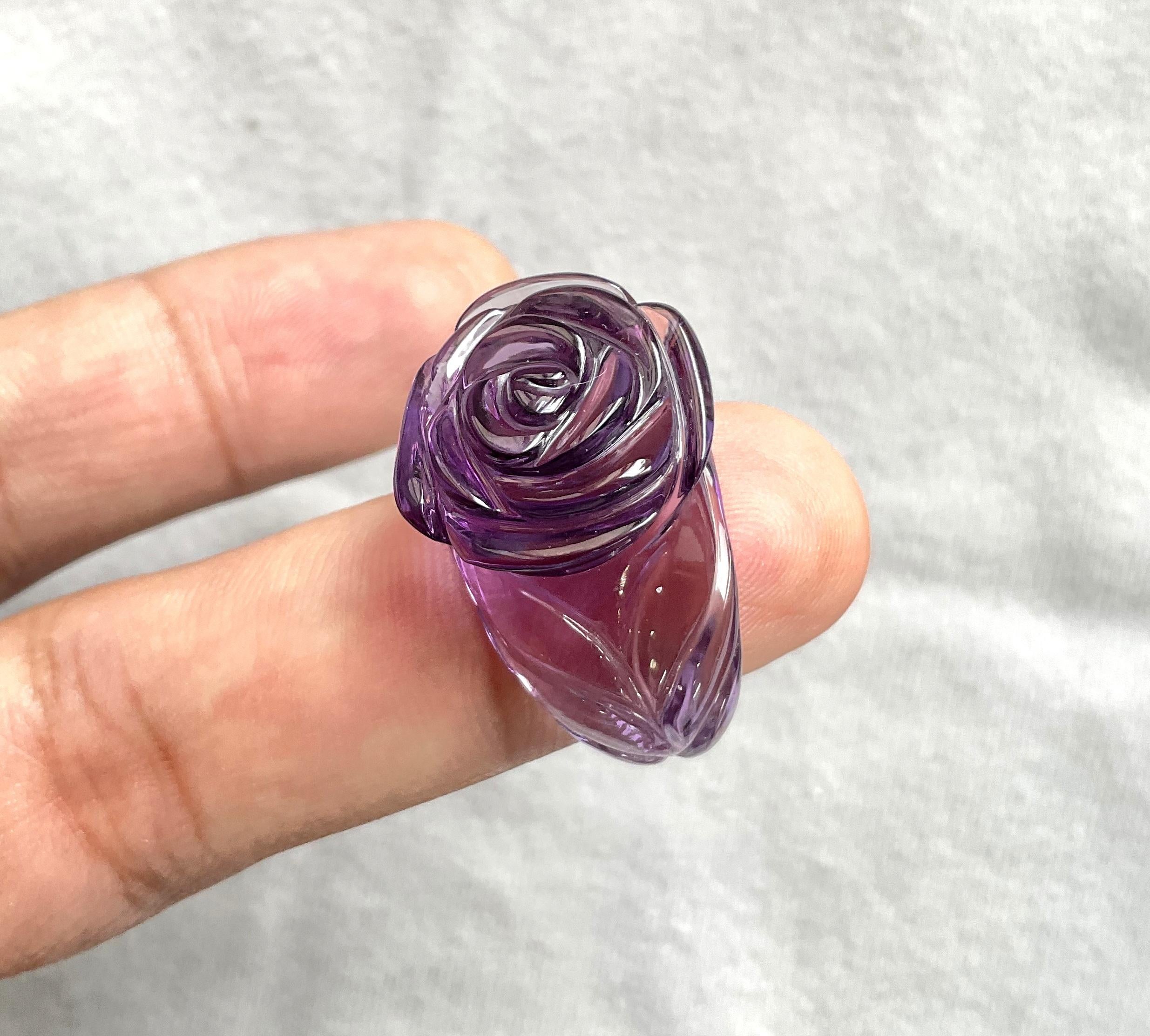 50.40 carats Amethyst Flower Carved Top Quality Ring Natural Gemstone For Sale 2