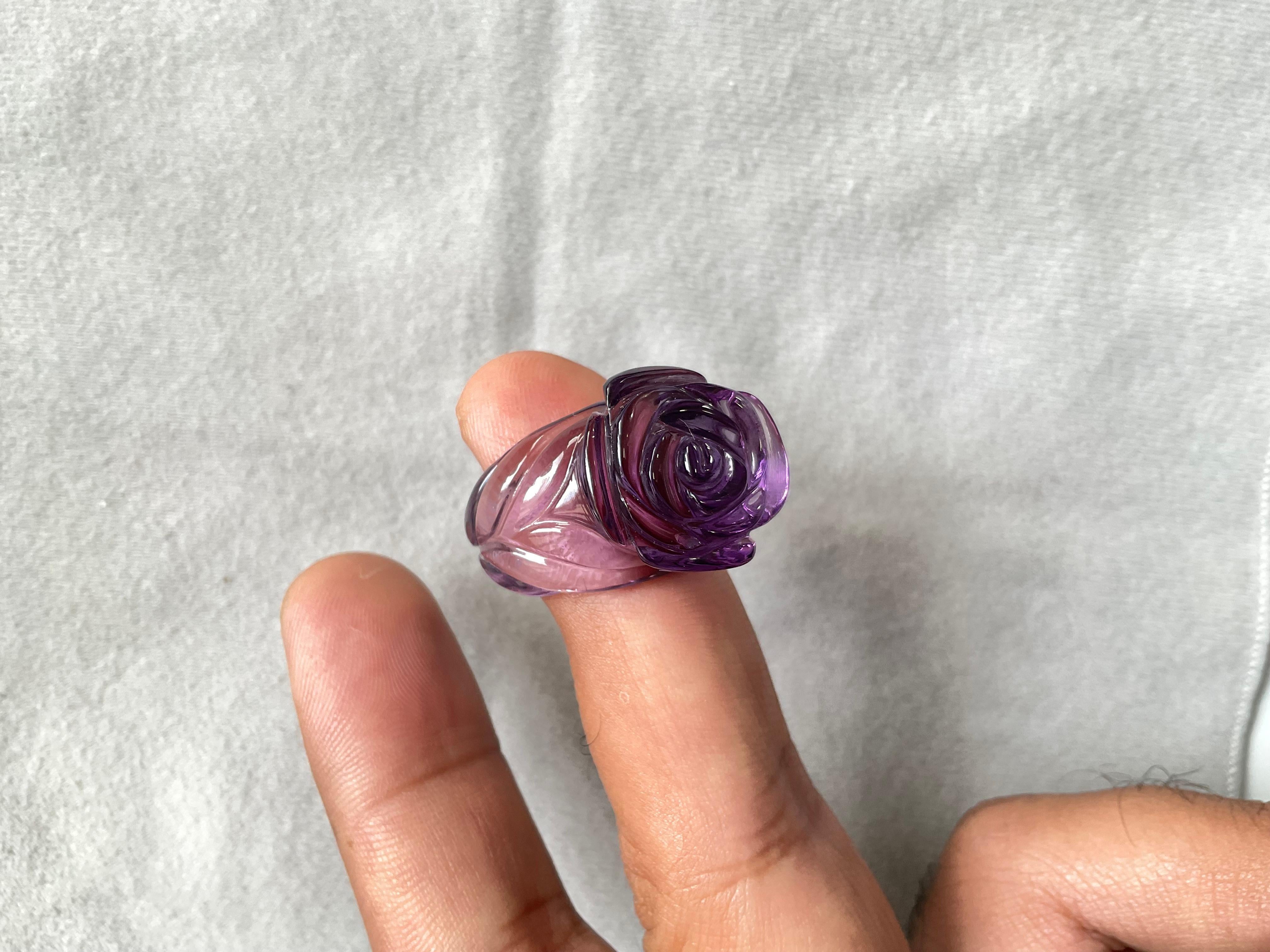 50.40 carats Amethyst Flower Carved Top Quality Ring Natural Gemstone For Sale 3