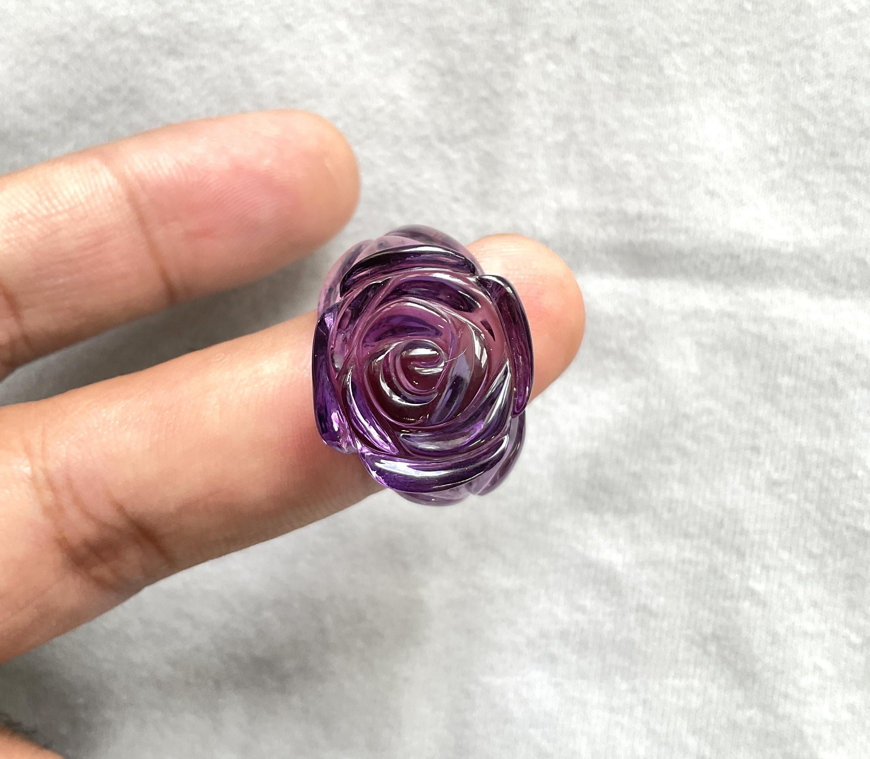 50.40 carats Amethyst Flower Carved Top Quality Ring Natural Gemstone For Sale 4