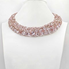 504.85 Carat Kunzite and Diamond Rose Gold Necklace