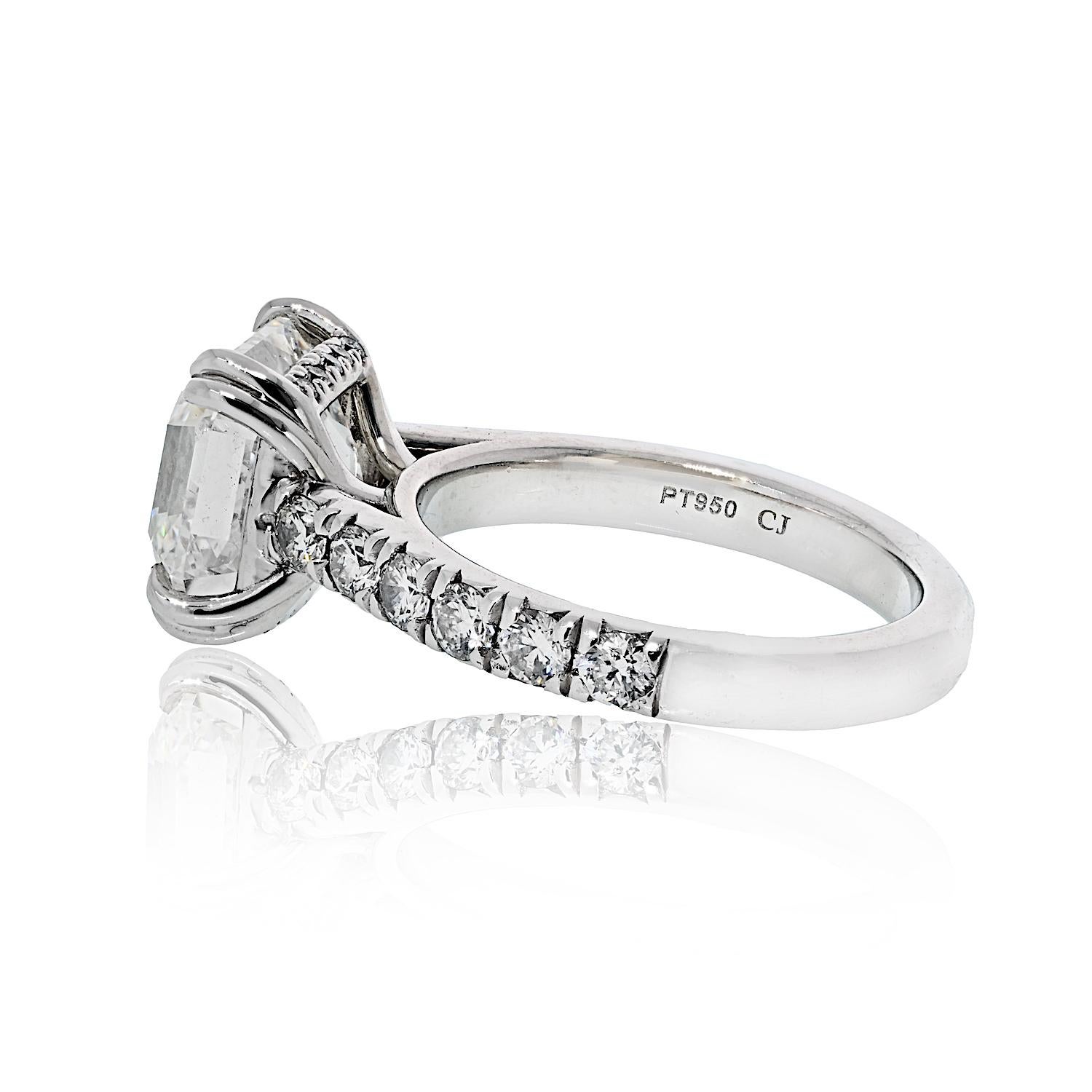 5.04ct Asscher Cut Diamond H SI1 GIA Engagement Ring In Excellent Condition For Sale In New York, NY