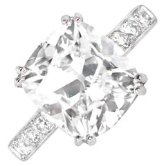 5.04ct Cushion Cut Diamond Engagement Ring, Antique Diamond