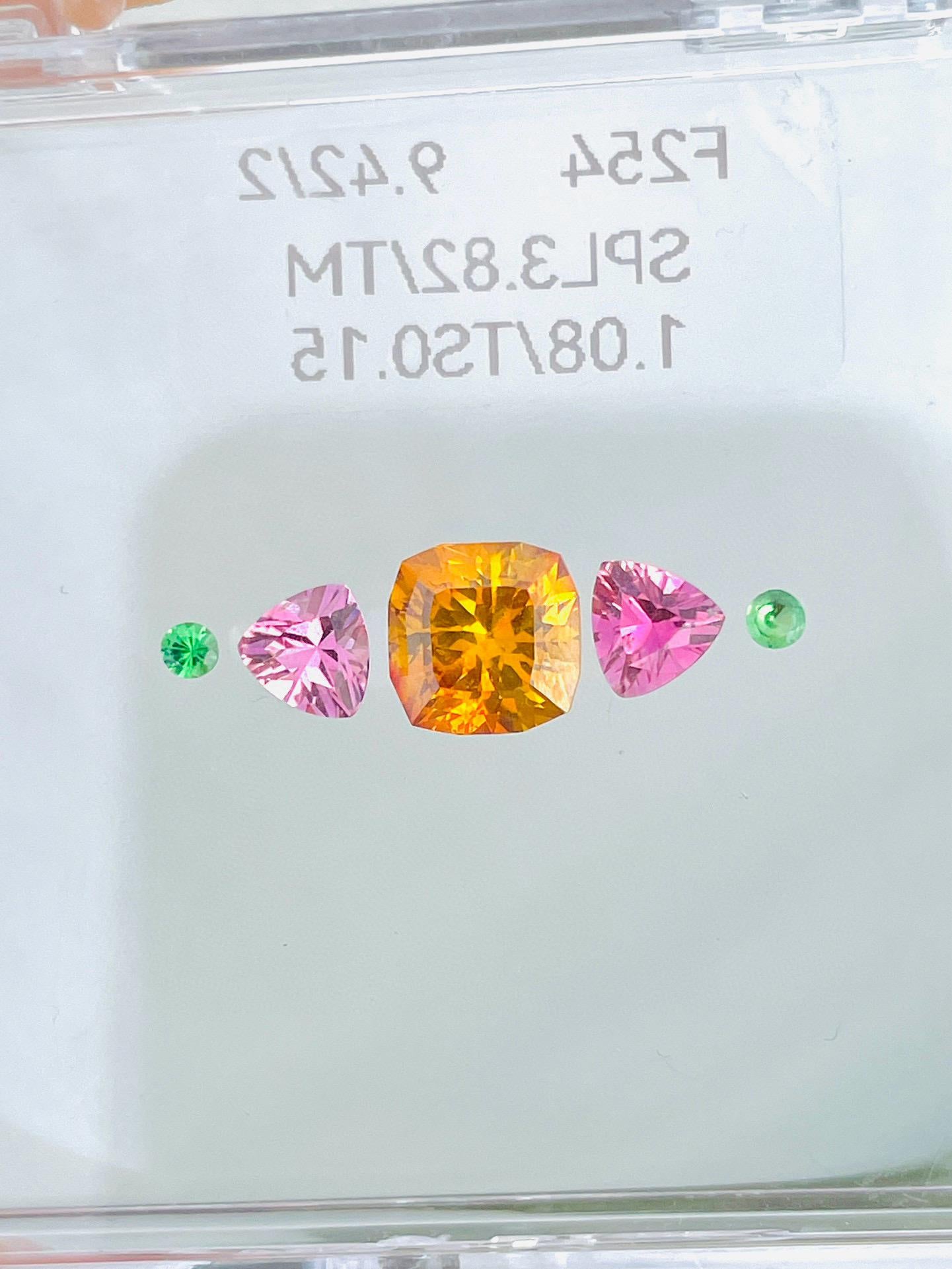 Brilliant Cut 5.04ct Design multi gemstone one set ring or chain sphalerite tourmaline  For Sale