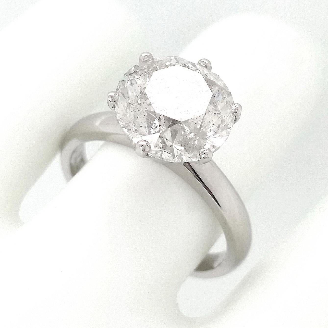 FOR U.S. BUYERS NO VAT 

This elegant and exquisite 14k white gold ring showcases a delicate design with its gorgeous and sparkling round brilliant diamond that weighs 5.04 carats. This breathtaking ring will eternally win your heart.
For more