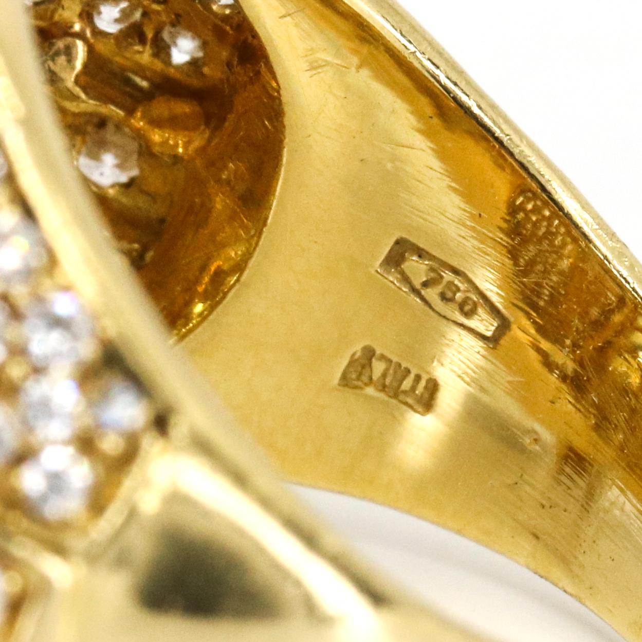 5.05 Carat 18 Karat Gold Yellow Sapphire Diamond Dome Ring For Sale 2