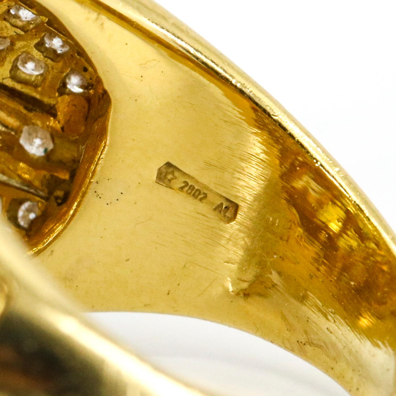 5.05 Carat 18 Karat Gold Yellow Sapphire Diamond Dome Ring For Sale 3