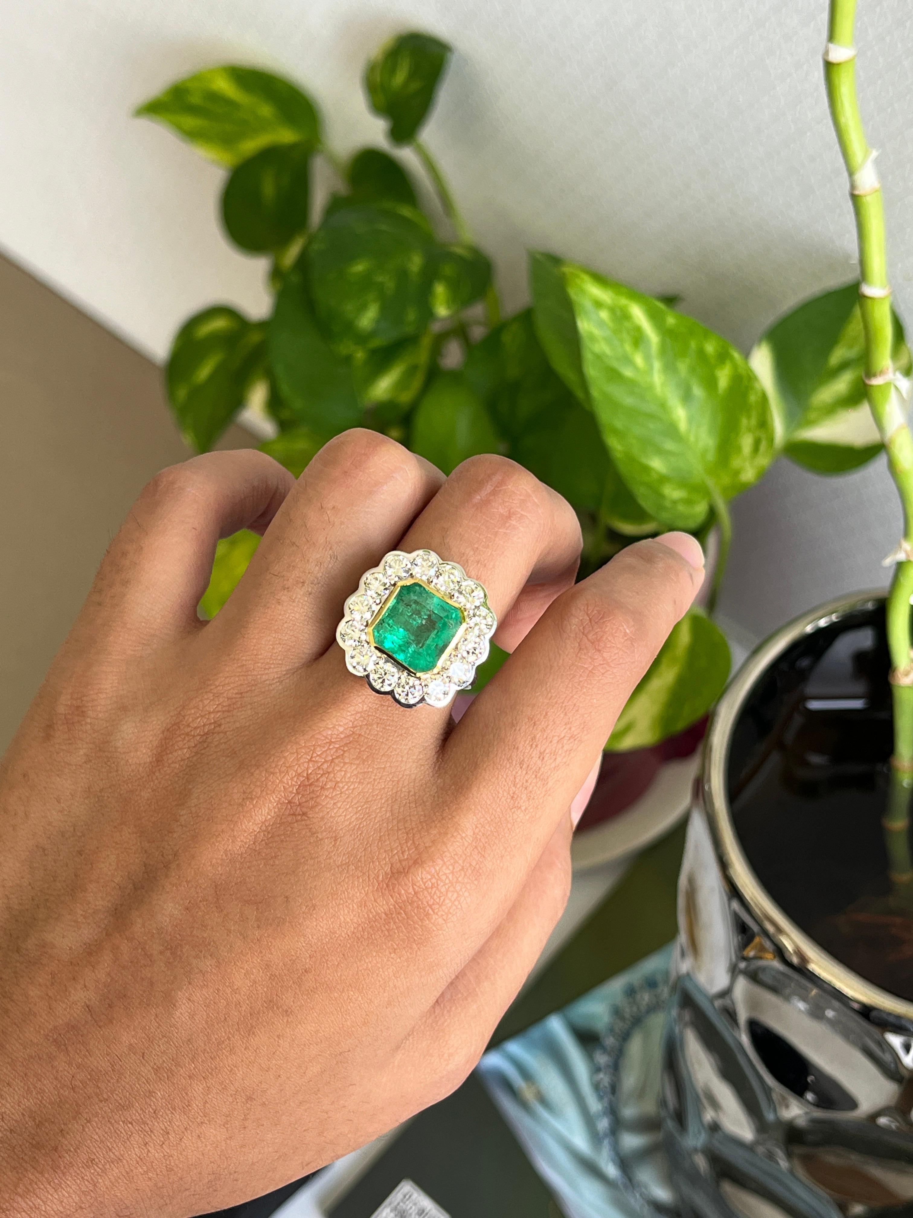 Anello in stile Art Deco con smeraldo colombiano e diamanti da 5,05 carati in vendita 4