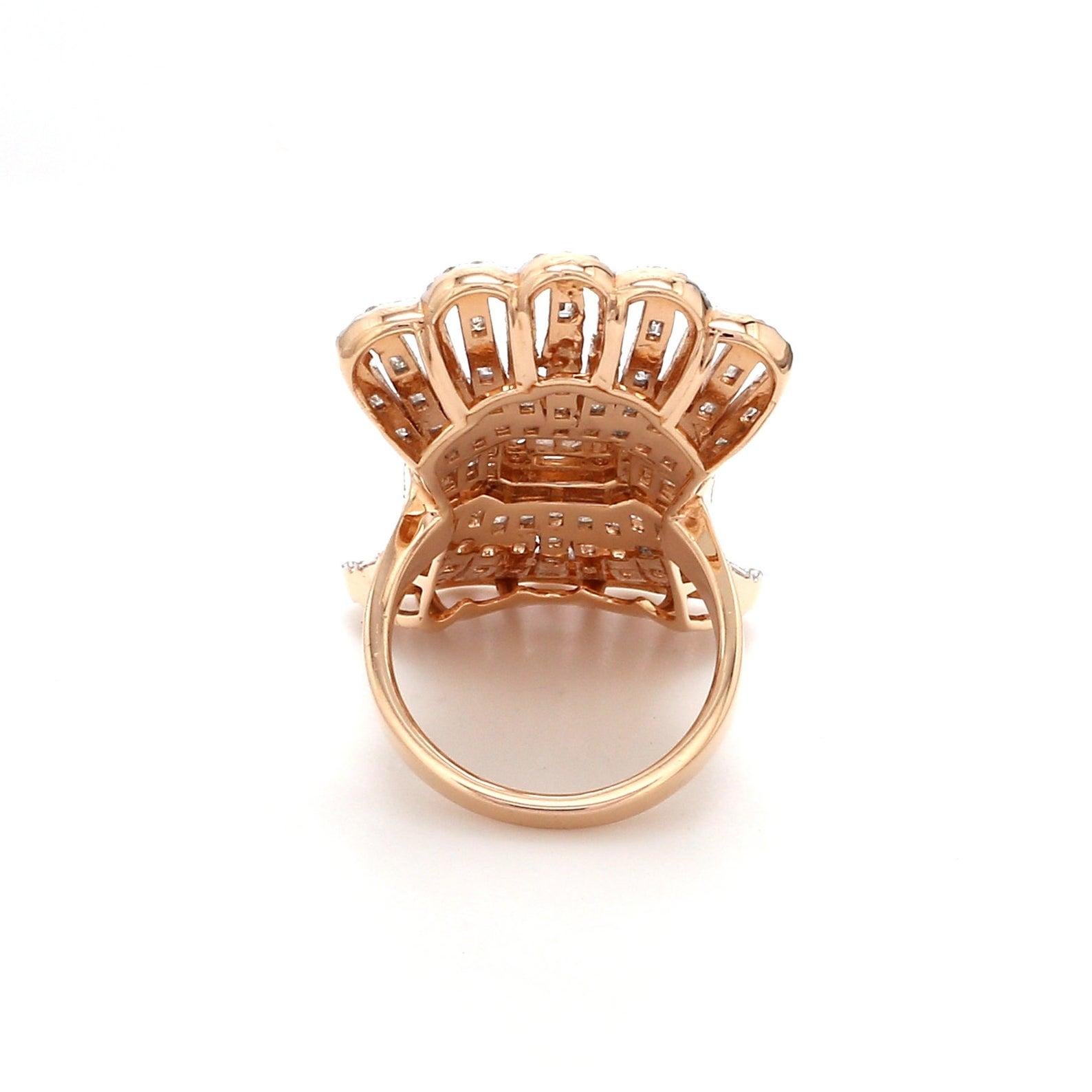 This ring is crafted from 14-karat gold & hand set in 5.05 carats of sparkling baguette diamonds. 

The ring is a size 7 and may be resized to larger or smaller upon request. 
FOLLOW MEGHNA JEWELS storefront to view the latest collection & exclusive