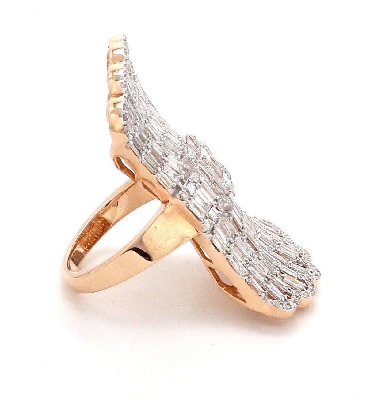 For Sale:  5.05 Carat Diamond 18 Karat Rose Gold Fan Ring 4