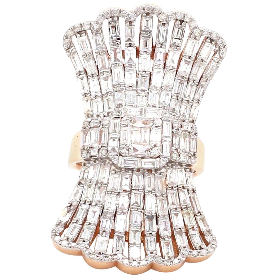 5.05 Carat Diamond 18 Karat Rose Gold Fan Ring