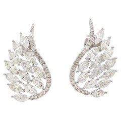 5.05 Carat Diamond 18 Karat White Gold Wing Earrings