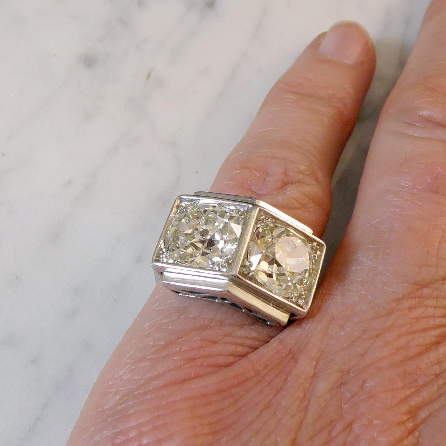 5.05 Carat Diamond Ring, Old European Cut Diamonds, French Design, Platinum 1