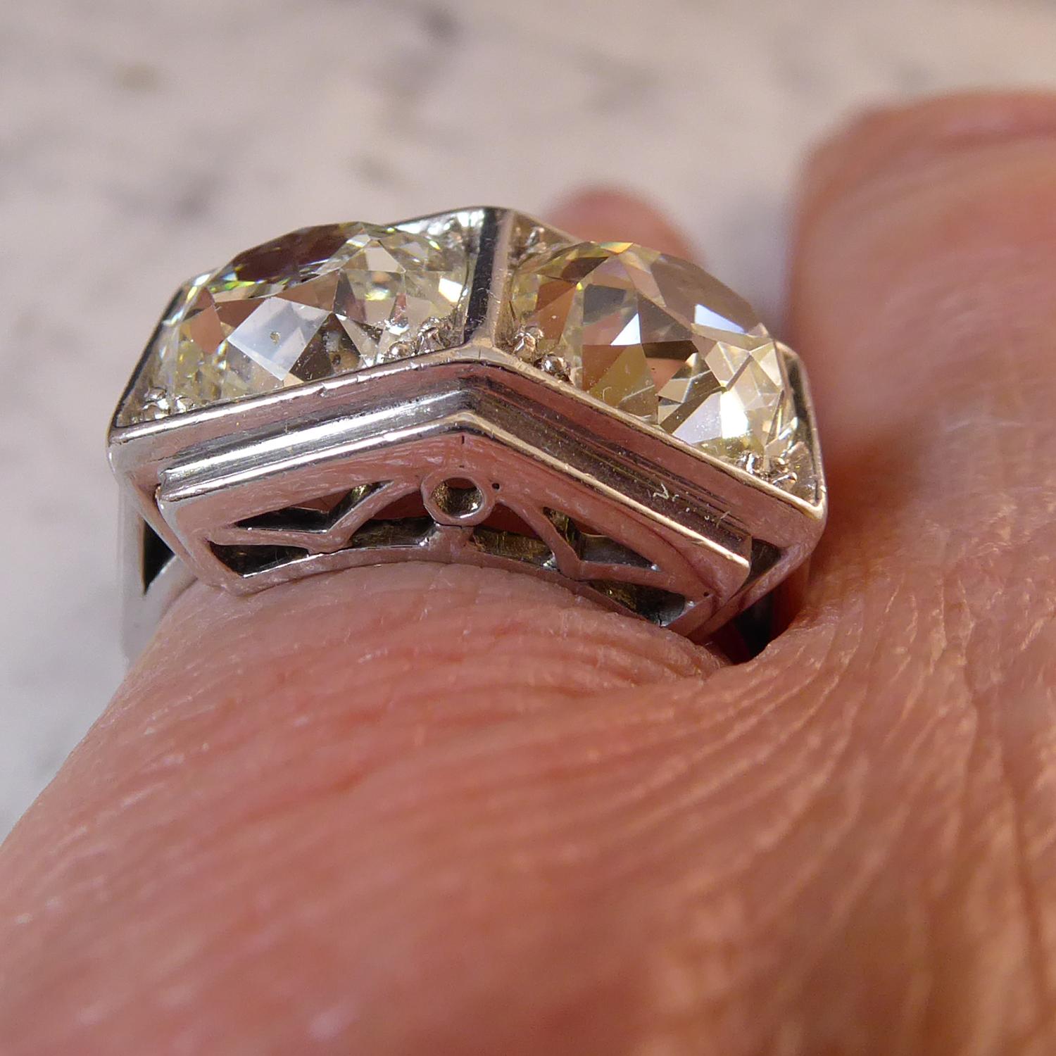 5.05 Carat Diamond Ring, Old European Cut Diamonds, French Design, Platinum 3
