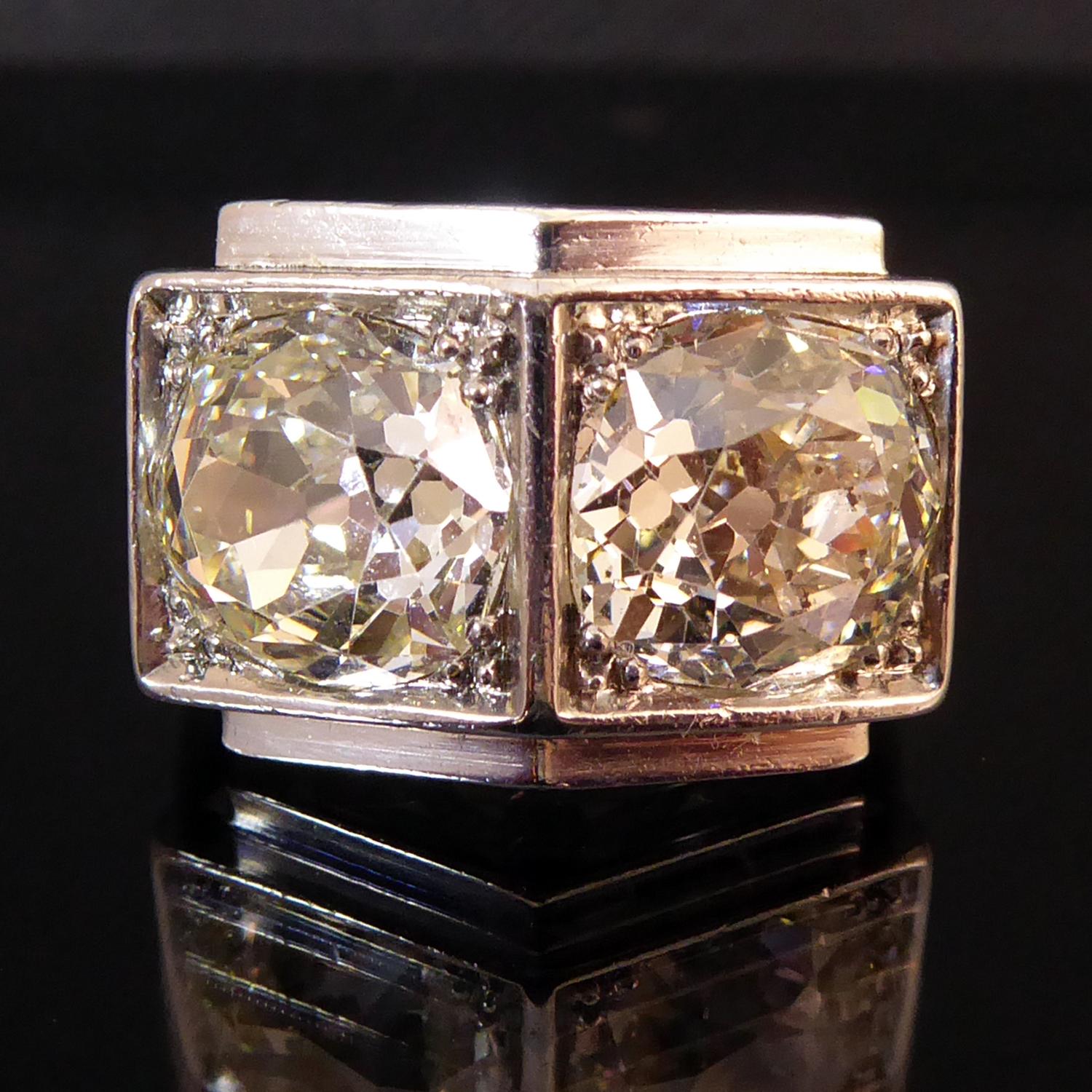 5.05 Carat Diamond Ring, Old European Cut Diamonds, French Design, Platinum 4