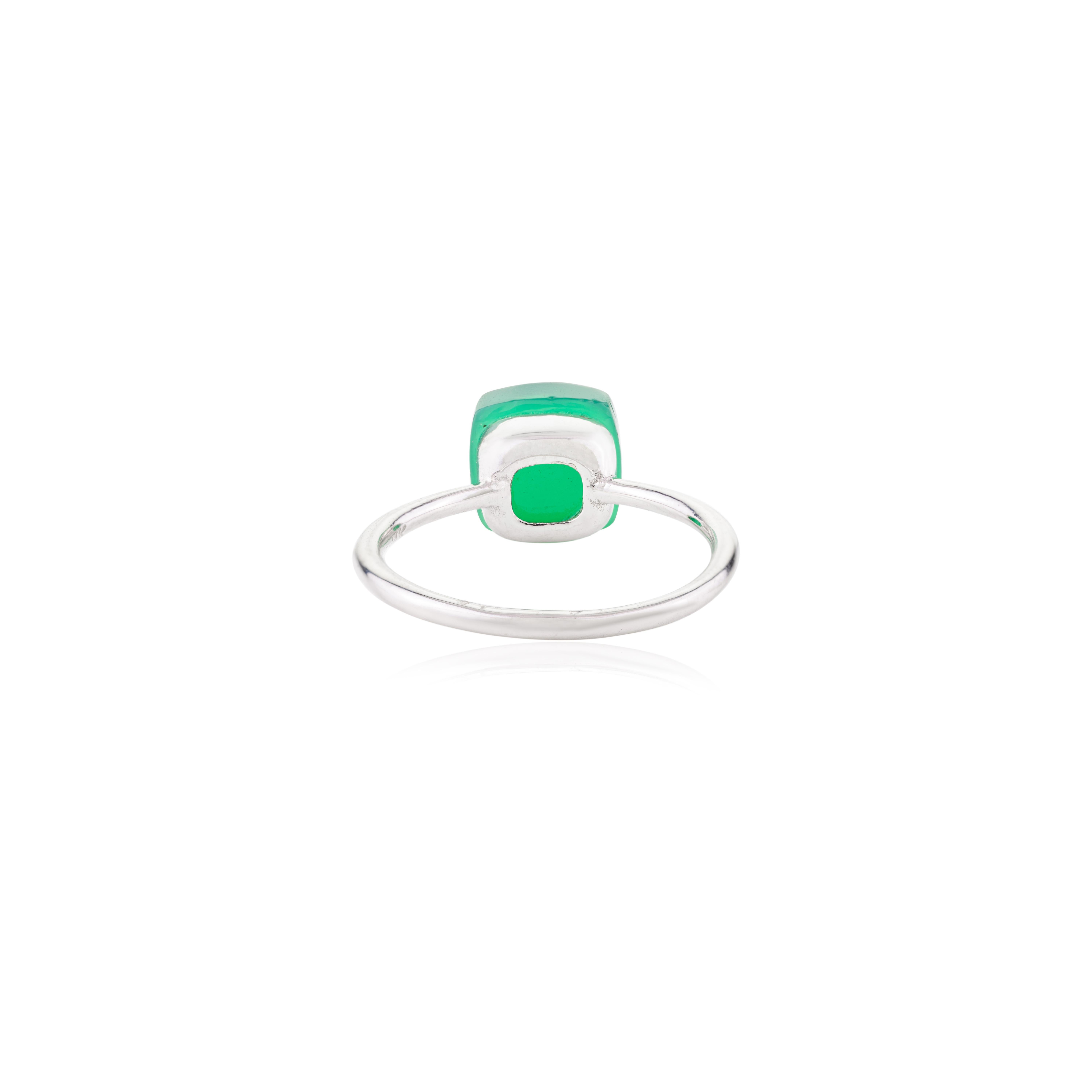 Im Angebot: 5,05 Karat grüner Onyx Single Stone Ring Geschenk in 14k massivem Weißgold () 5