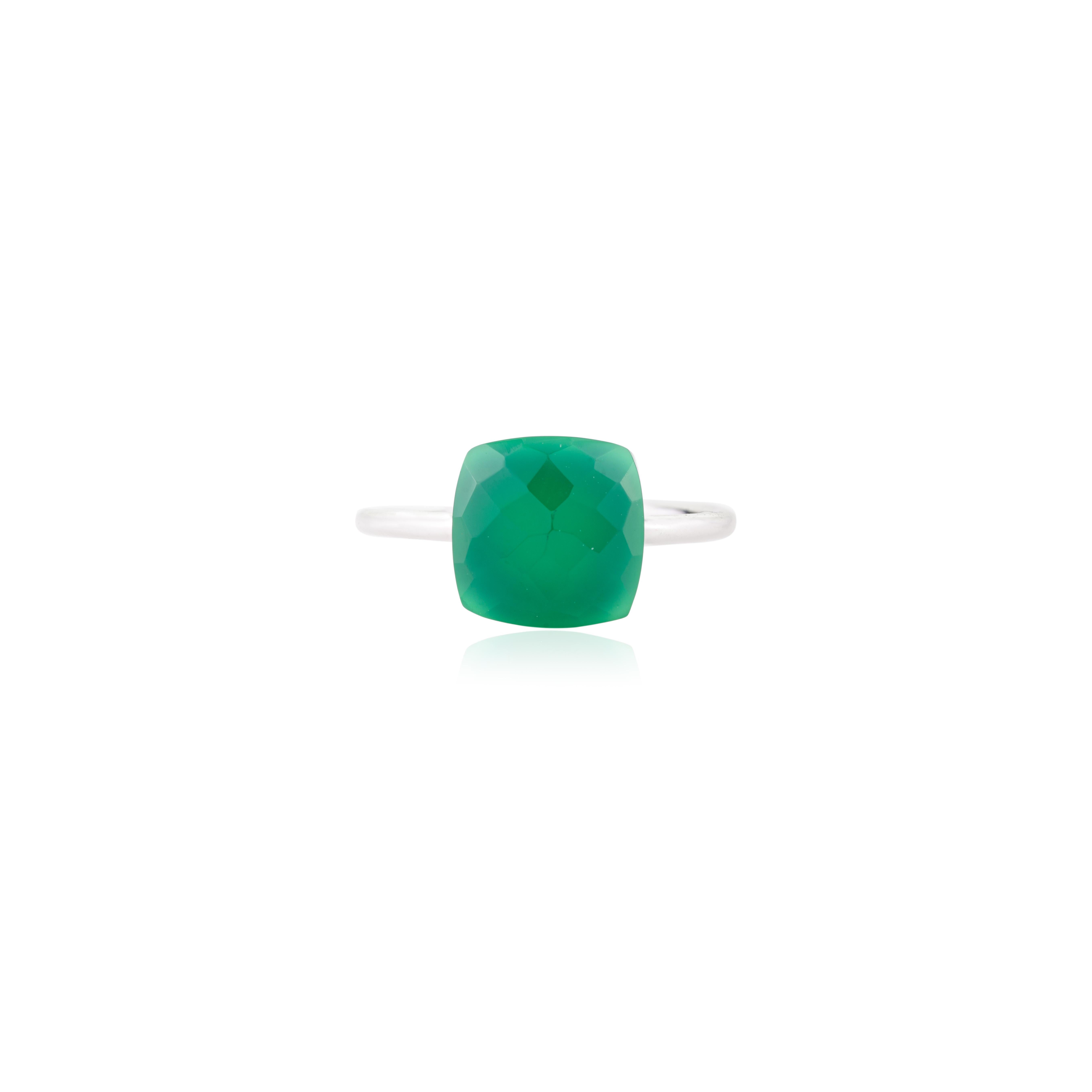 Im Angebot: 5,05 Karat grüner Onyx Single Stone Ring Geschenk in 14k massivem Weißgold () 8