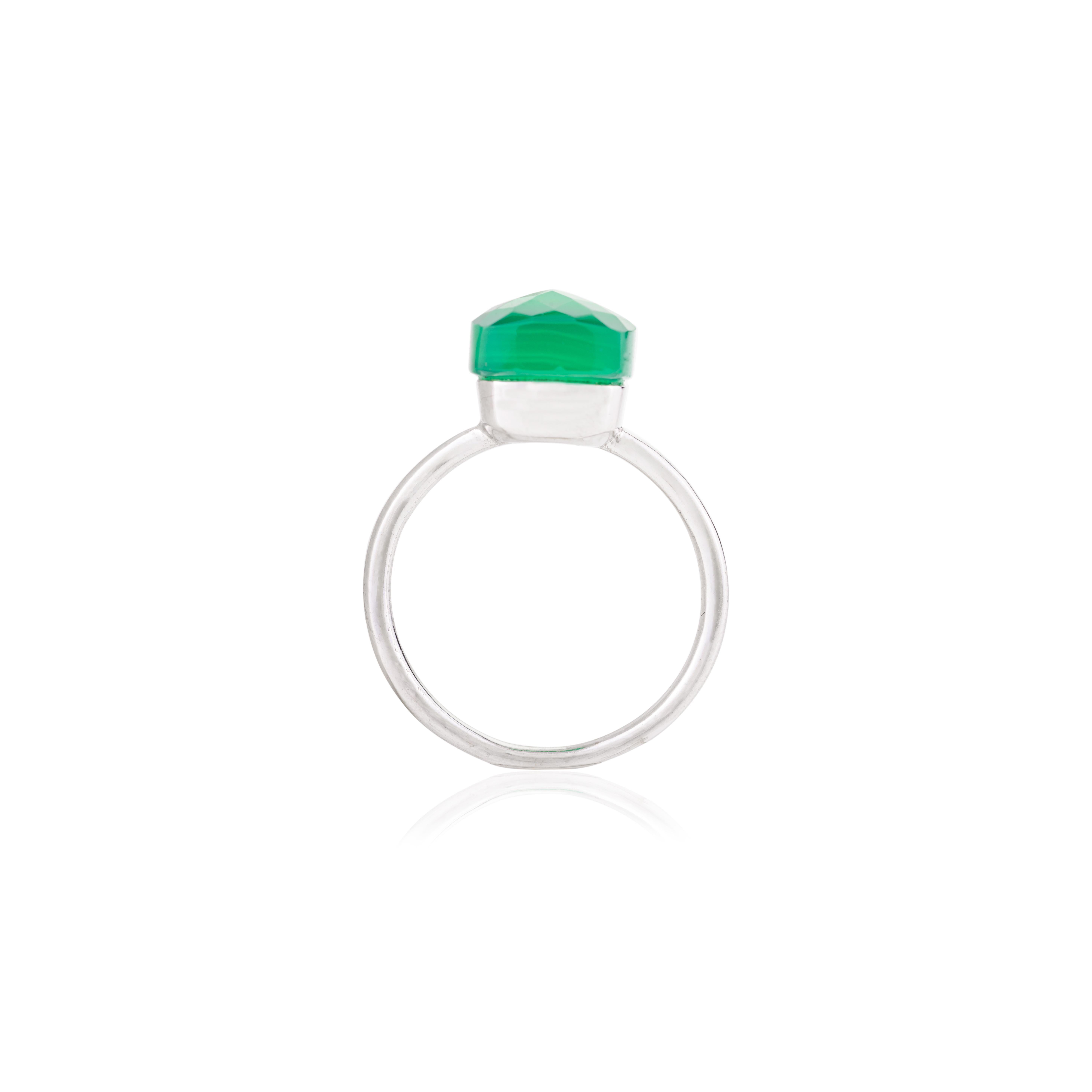 Im Angebot: 5,05 Karat grüner Onyx Single Stone Ring Geschenk in 14k massivem Weißgold () 9