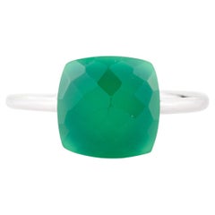 5,05 Karat grüner Onyx Single Stone Ring Geschenk in 14k massivem Weißgold