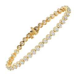 Pulsera de diamantes naturales de 5,05 quilates G SI Oro amarillo de 14 quilates Diseño muy exclusivo