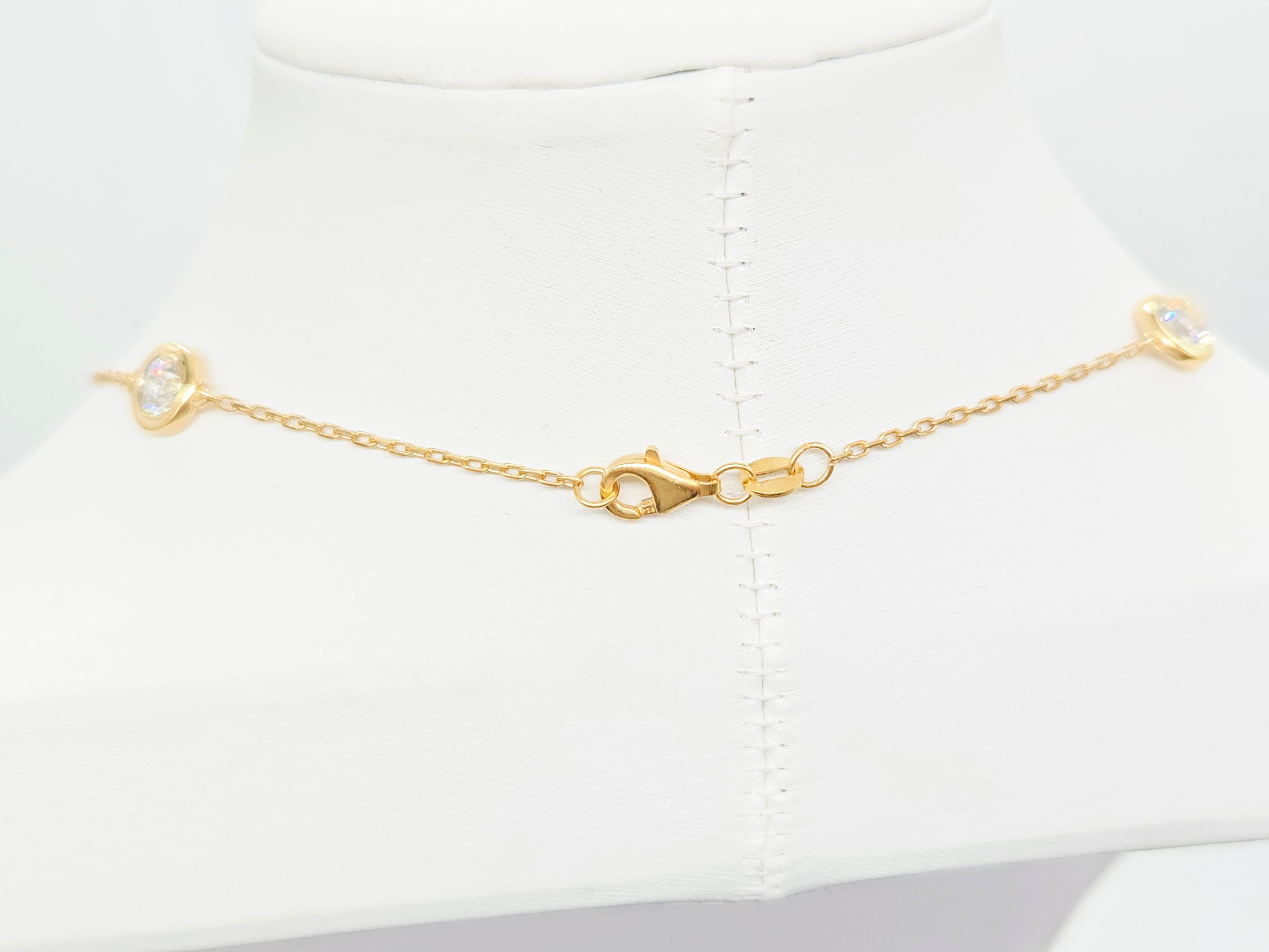 Women's 5.05 Carat Natural Diamond By The Yard Necklace 14 Karat Yellow Gold 16'' For Sale