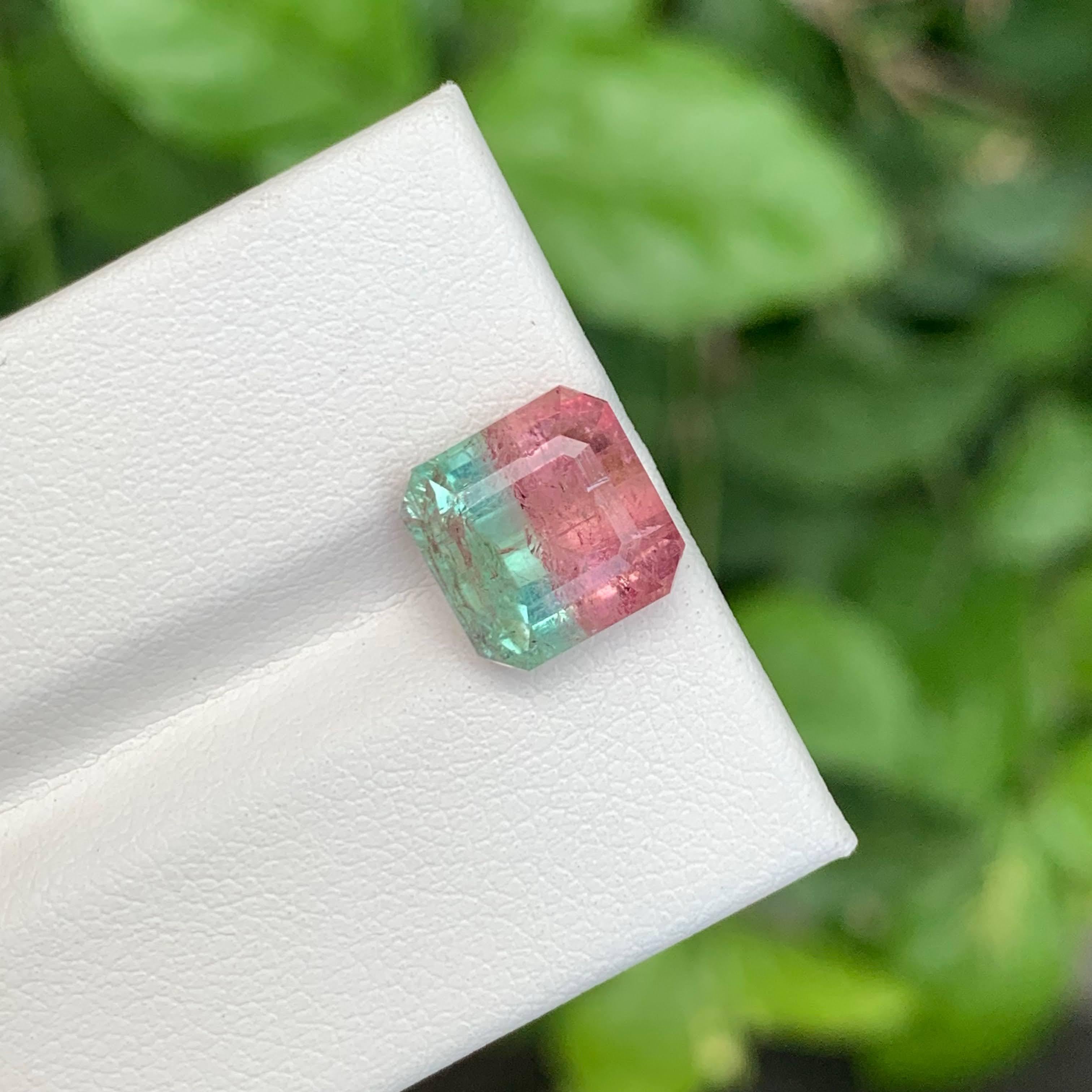 5.05 Carat Natural Loose Bi Color Tourmaline Stone Emerald Cut Afghan Gemstone (pierre précieuse afghane de taille émeraude) Neuf - En vente à Bangkok, TH