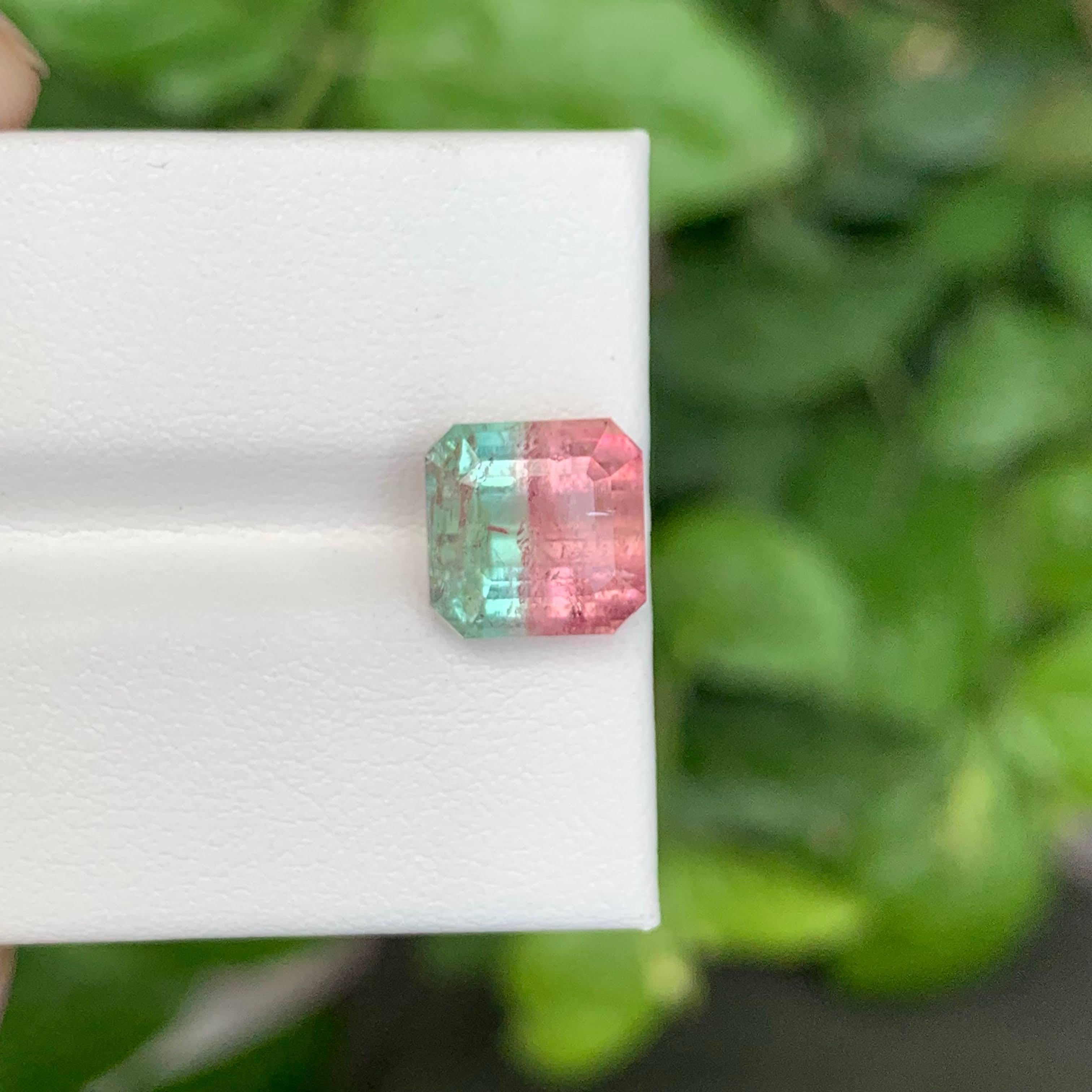 5.05 Carat Natural Loose Bi Color Tourmaline Stone Emerald Cut Afghan Gemstone (pierre précieuse afghane de taille émeraude) en vente 2