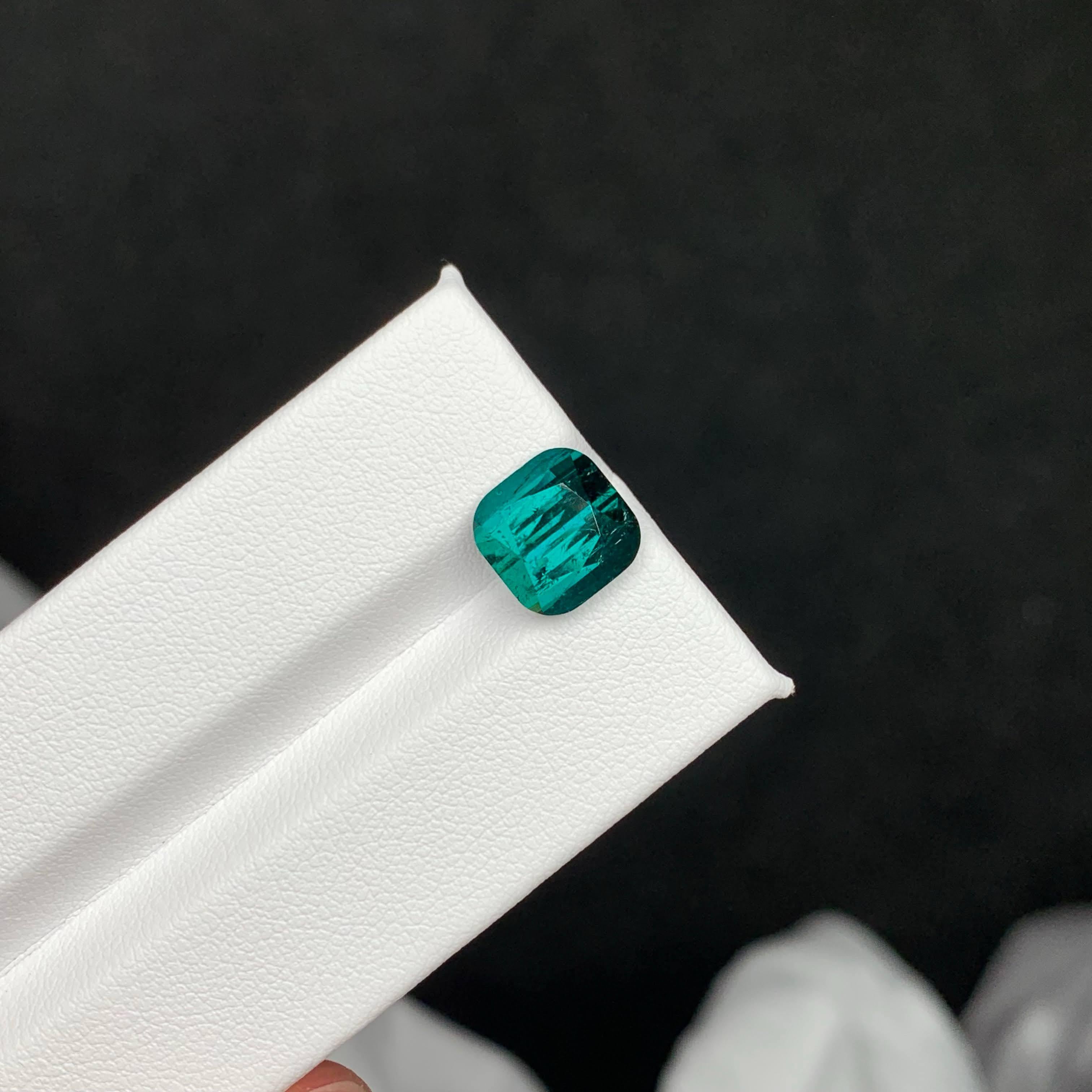Modern 5.05 Carat Natural Loose Blue Green Tourmaline Cushion Cut Afghan Gemstone For Sale