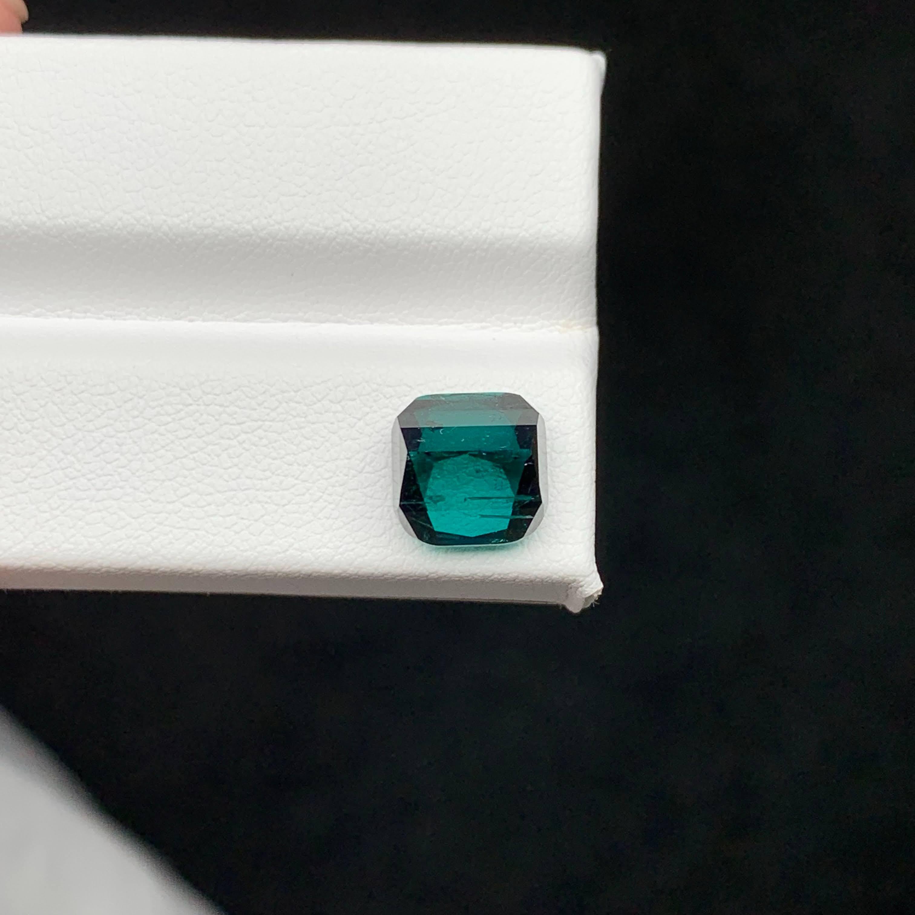 Women's or Men's 5.05 Carat Natural Loose Blue Green Tourmaline Cushion Cut Afghan Gemstone For Sale