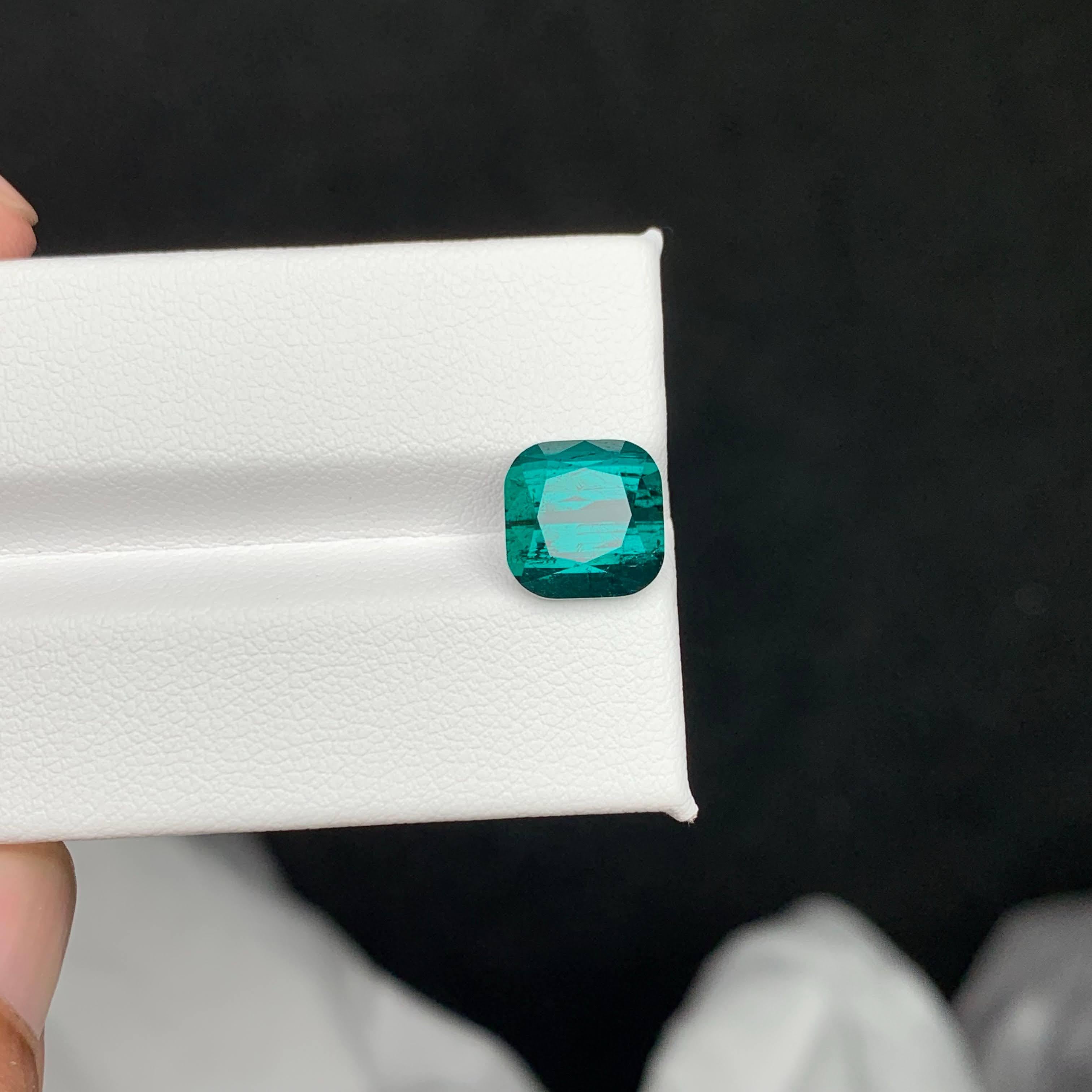 5.05 Carat Natural Loose Blue Green Tourmaline Cushion Cut Afghan Gemstone For Sale 2