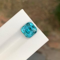 5.05 Carat Natural Loose Blue Seafoam Tourmaline Cushion Shape Gemstone